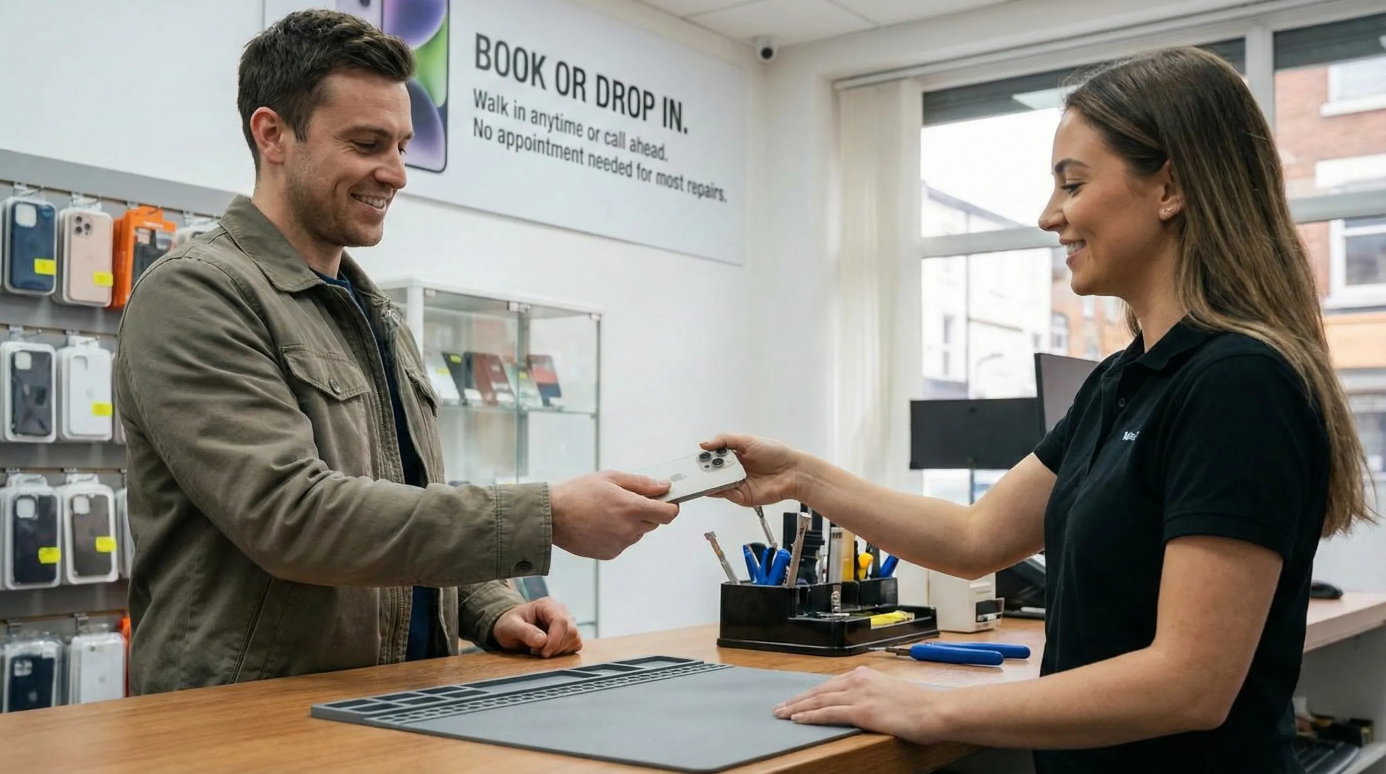 Customer handing over device for repair